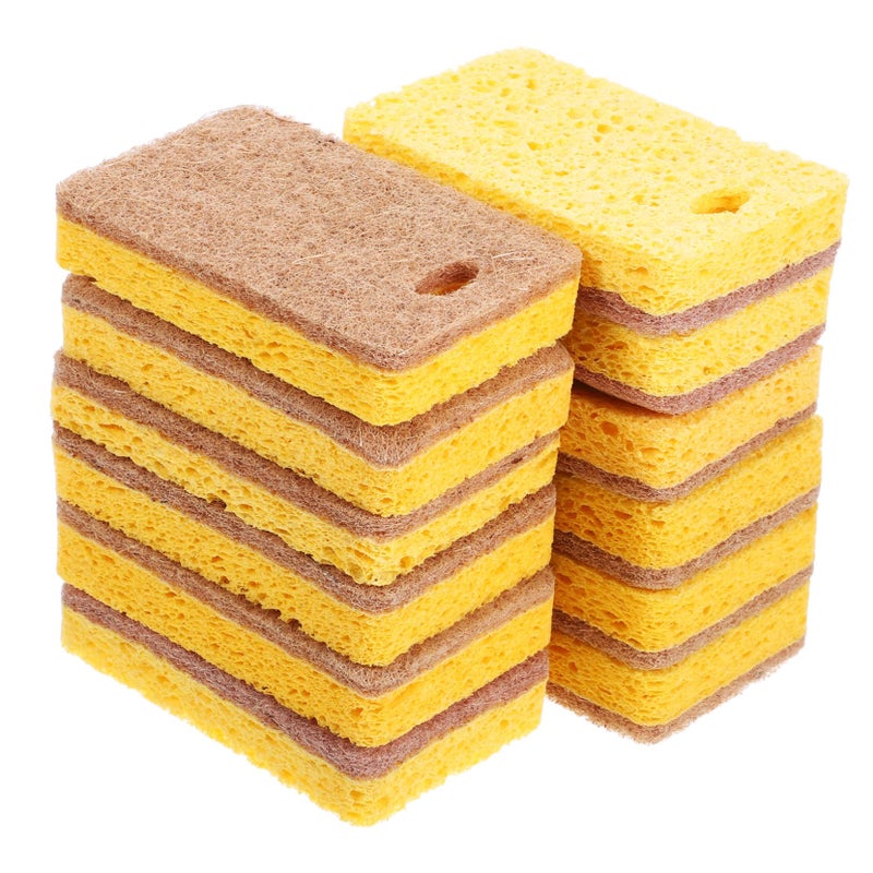12Pcs Biodegradable Scrub Sponges for Kitchen Dishwashing Pots and Sinks - Image 2
