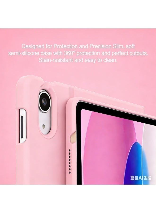 غطاء كيبورد للآيباد من الجيل العاشر/الحادي عشر (موديل A16 2025) - لوحة مفاتيح قابلة للفصل بإضاءة خلفية متعددة الألوان، حامل، مكان للقلم، تشغيل/إيقاف تلقائي، يشمل فأرة بلوتوث، حامي شاشة، قلم رقمي وغطاء لوحة المفاتيح، باللون الوردي - Image 3