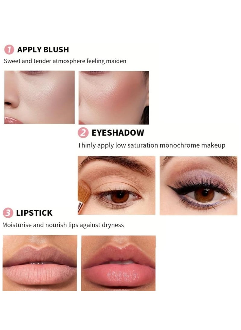 OCHEAL - 3 in 1 Blush Eyeshadow and Lipstick Makeup Stick Multifunctional Eyes Lips and Blush Color Change from Black to Pink Make Up Stick All Skin Color Changing Lipstick Eyeshadow and Blusher Stick - Image 1