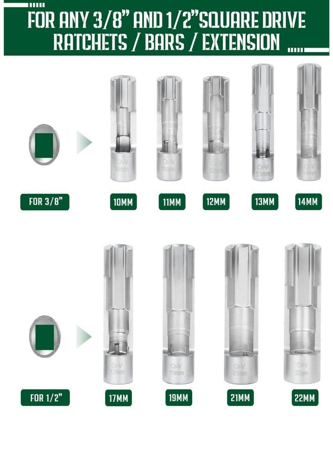 نيهاو مجموعة مفاتيح ربط خط الوقود NIHAO مقاس 10-22 مم، ومقبس صامولة متوهجة لمفاتيح الحرارة، ومثبتات على الأنابيب المنحنية، ومستشعر EGT وما إلى ذلك (9 قطع) - Image 3