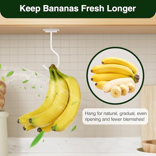 bussdis Banana Hook Under Cabinet: Foldable Banana Hanger Adhesive, Hanging Banana Holder, Stick On, Premium Material, Can Hold 20 Bananas, White - Image 5