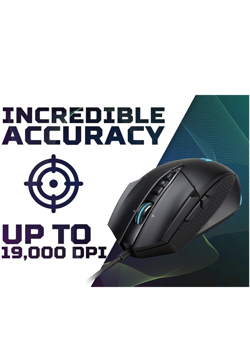 Acer Predator Cestus 335 Gaming Mouse, 19,000 DPI with 5 level Settings, 10 Programmable Buttons, 400 IPS, 2000Hz Polling, Supports Hyper-fast Infinite Scroll, Black - Image 2