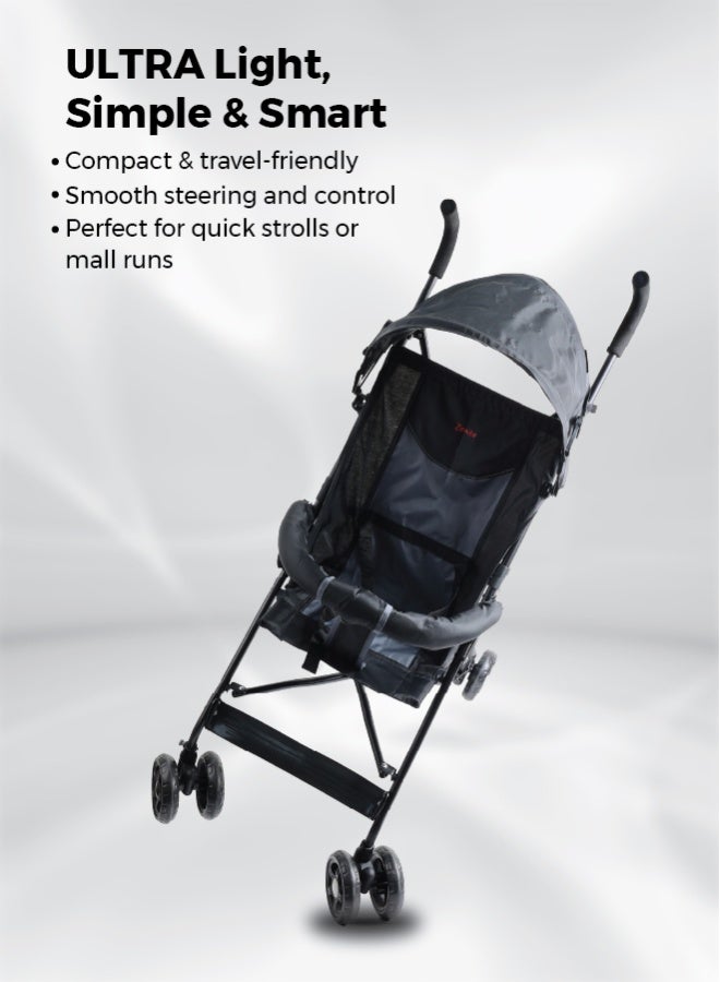Zenito Ultra-Lightweight 4KG Buggy Stroller - Compact & Portable -Lightest Baby Carrier Buggy  Travel Stroller for Toddler 6m to 3yrs – Compact Pram w/ Extra Wide Canopy, Umbrella Fold - Black - Image 4