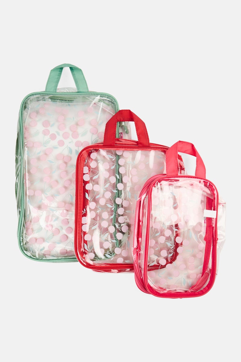 Miamica 3 Piece Graphic Print Packing Cubes, Red - Image 2