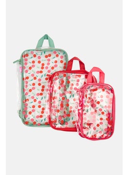 Miamica 3 Piece Graphic Print Packing Cubes, Red  - Image 1