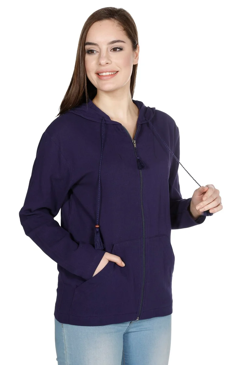 اليش شيل بيزي Long Sleeve Şile Cloth Hooded Blouse Purple Purple