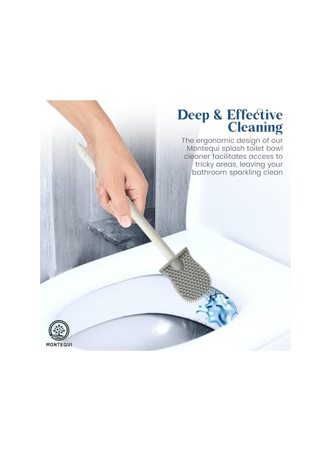 promass Toilet Brush, Silicone Toilet Brush and Holder, Flexible Toilet Bowl Brush Head with Ventilated Holder, Wall Mounted Compact Toilet Brush Set for Bathroom Cleaning - Image 2