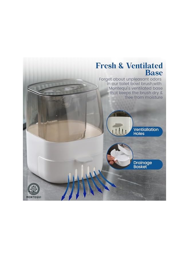 promass Toilet Brush, Silicone Toilet Brush and Holder, Flexible Toilet Bowl Brush Head with Ventilated Holder, Wall Mounted Compact Toilet Brush Set for Bathroom Cleaning - Image 3