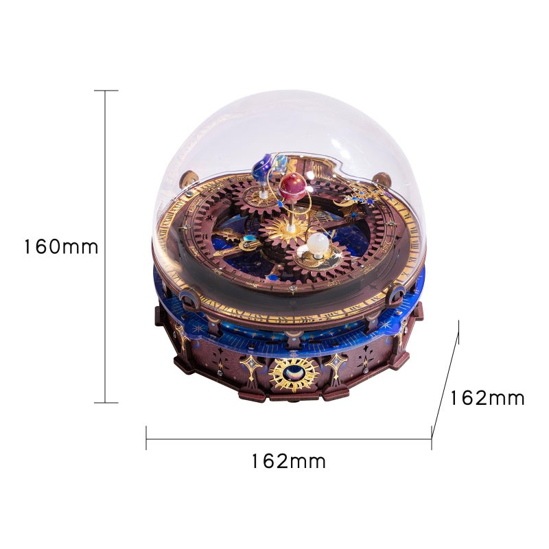 MU 3D Wooden Puzzles The Planisphere Rotating World Globe Puzzles Llluminated Led Light Craft Work, USB Rechargeable DIY Assembly Building Kit for Adults, Music Box DIY Set Birthday Gifts Home Decor - Image 4