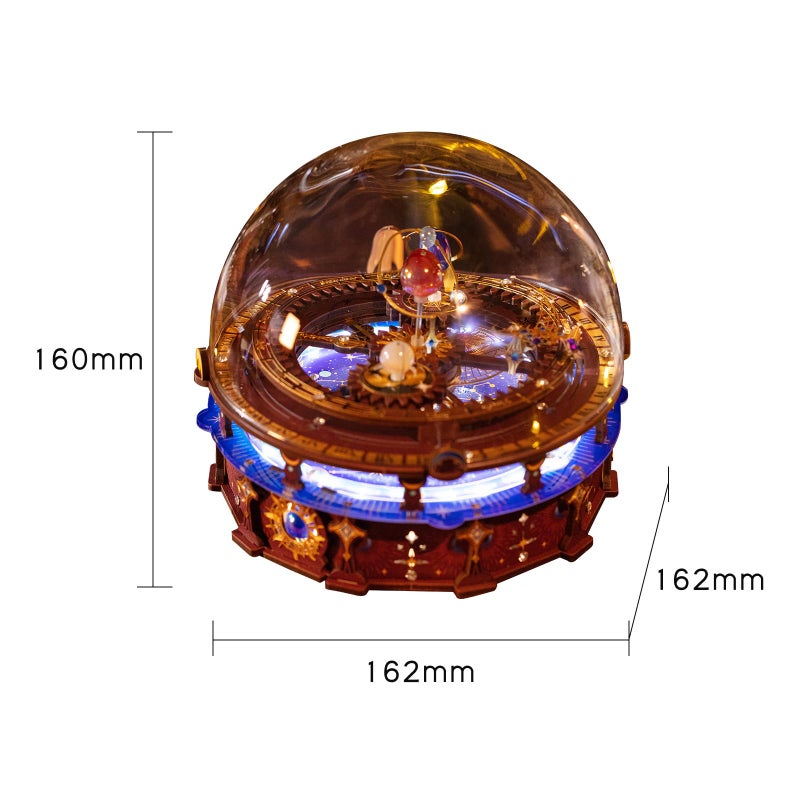 MU 3D Wooden Puzzles The Planisphere Rotating World Globe Puzzles Llluminated Led Light Craft Work, USB Rechargeable DIY Assembly Building Kit for Adults, Music Box DIY Set Birthday Gifts Home Decor - Image 5