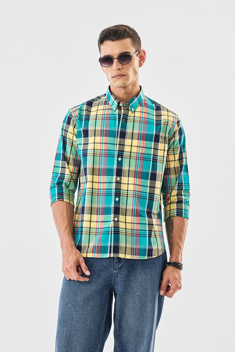 سنيتش قميص قطني % كاروهات بقصة عادية