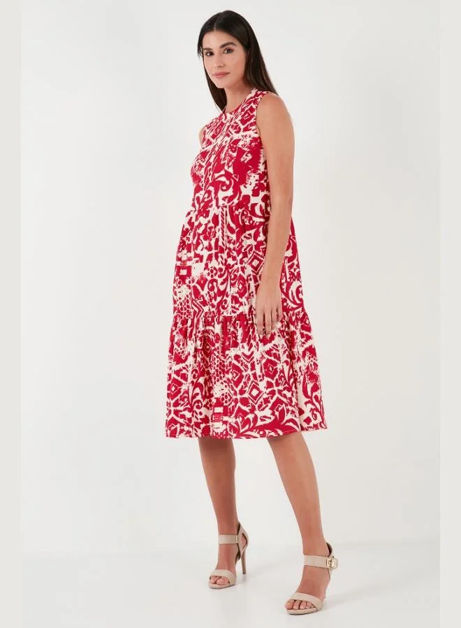 ليلا فستان نسائي بدون أكمام بقصة عادية بنقشة ليلا