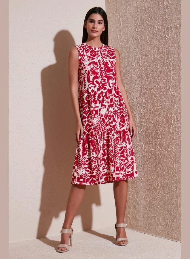 ليلا فستان نسائي بدون أكمام بقصة عادية بنقشة ليلا