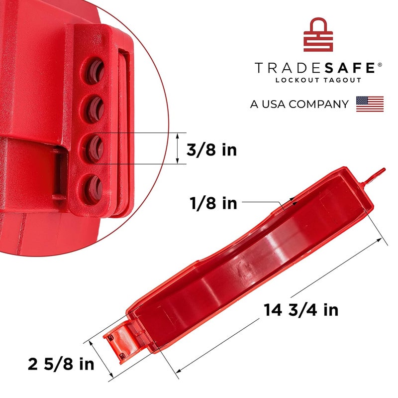 TRADESAFE Gate Valve Lockout - Red Lockout Tagout Valve for 10 inch to 13 inch Diameter Valve Handles, OSHA Compliant, Impact Resistant Propane Tank Lock, Gas Lock - Image 3