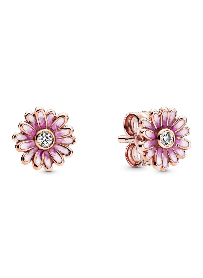 Pandora Violet - PANDORA Daisy Flower Stud Earrings-14k Rose Gold and Cubic Zirconia - Image 1