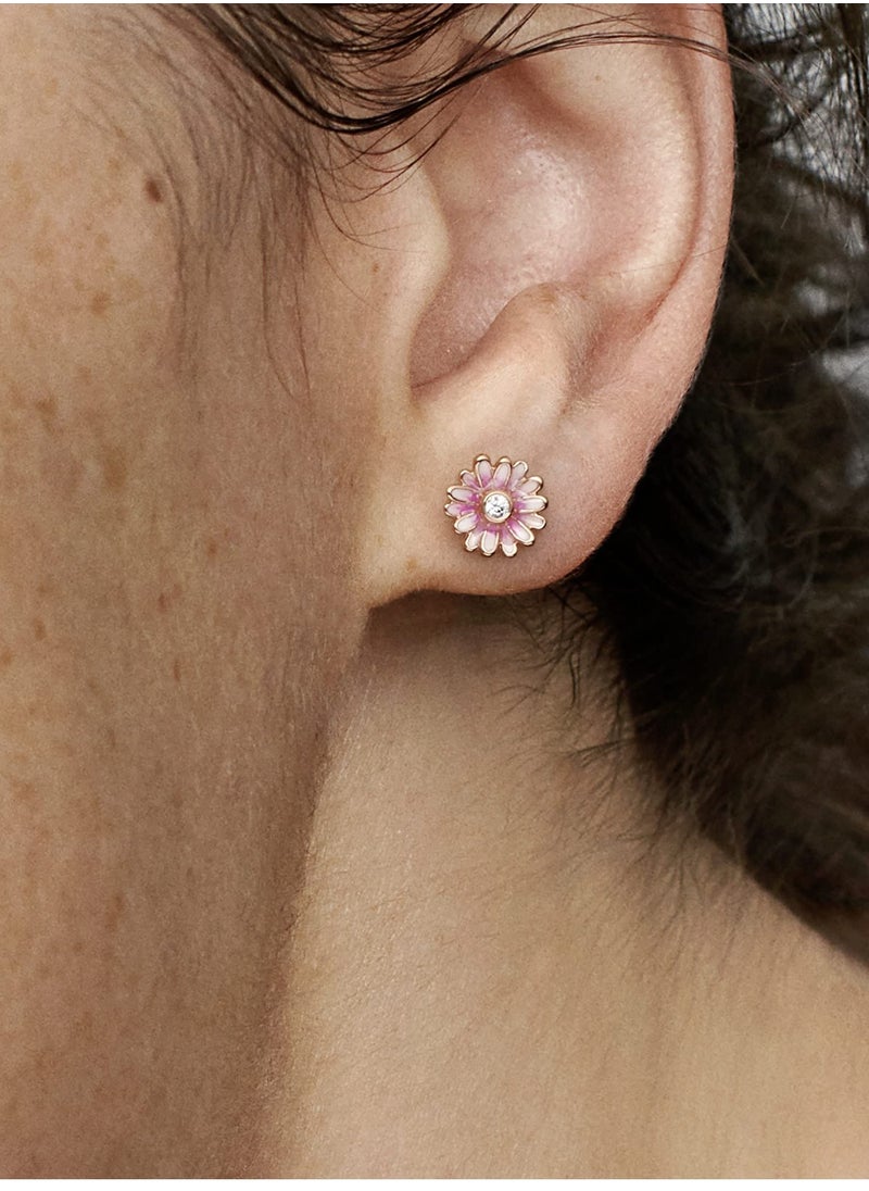 Pandora Violet - PANDORA Daisy Flower Stud Earrings-14k Rose Gold and Cubic Zirconia - Image 1
