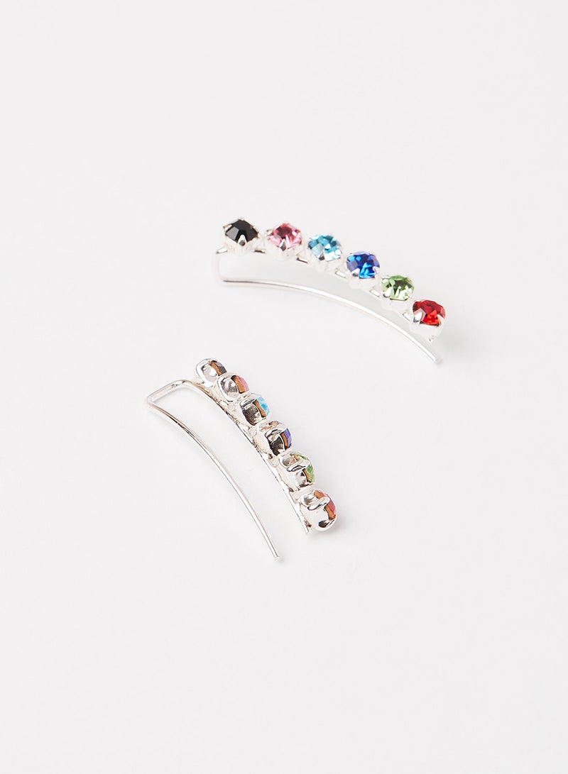 KINGSLEY RYAN Embellished Curve Earrings - Image 2