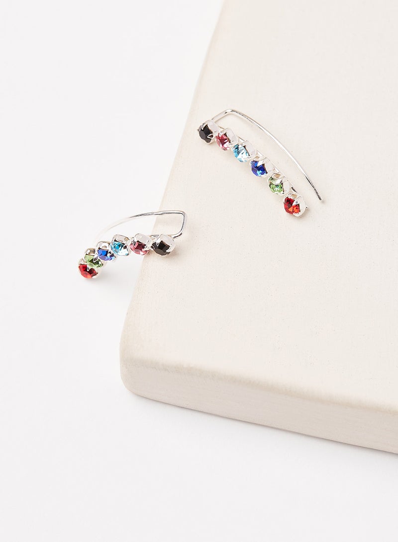 KINGSLEY RYAN Embellished Curve Earrings - Image 3