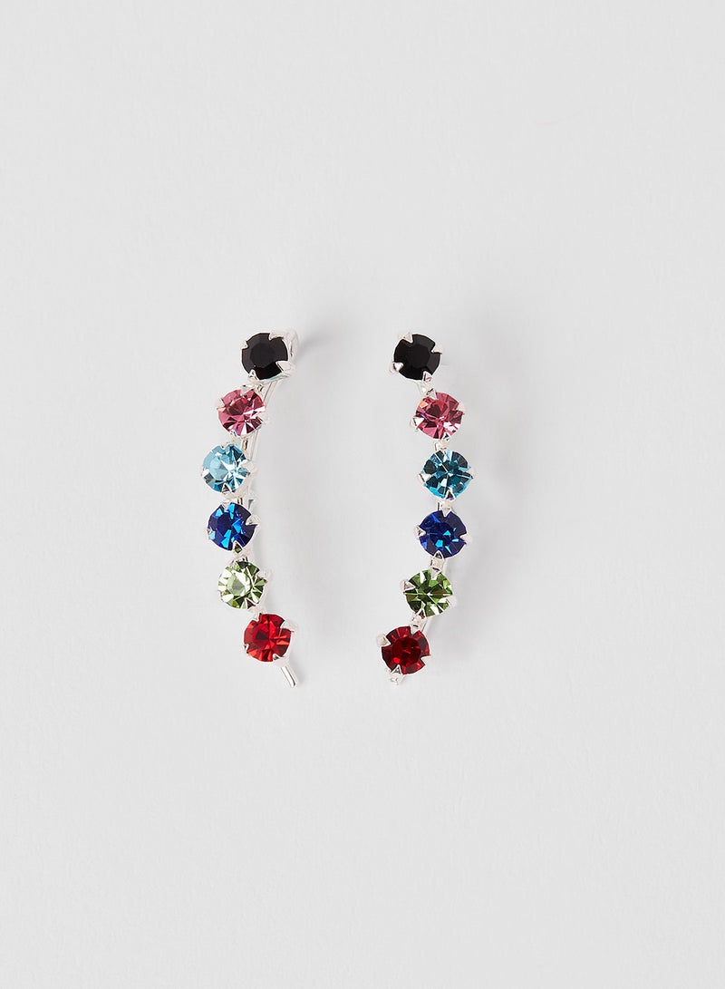 KINGSLEY RYAN Embellished Curve Earrings - Image 1