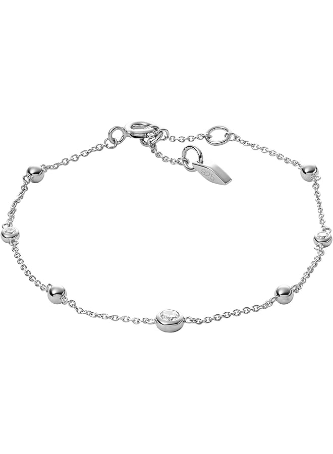 فوسيل سوار نسائي من الفضة الإسترلينية مرصع بأحجار الزركونيا المكعبة وأحجار إليوت رونديل