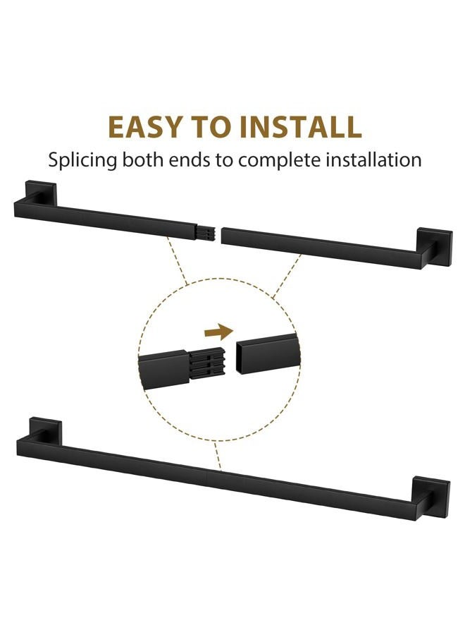 Luxbaro Matte Black Towel Bar 24 Inch, Square Base Thicken Towel Rack for Bathroom Wall, SUS304 Stainless Steel Towel Rod, Modern Home Decor (Total Length 26-Inch) - Image 4