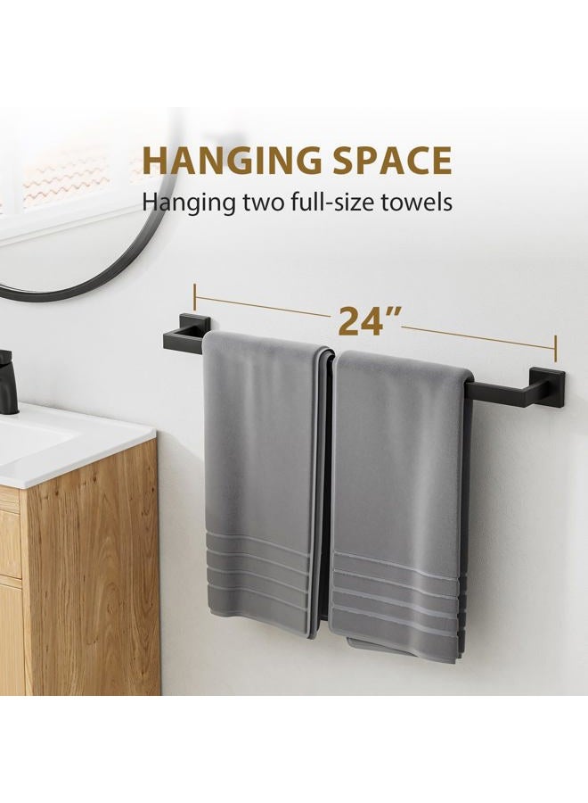 Luxbaro Matte Black Towel Bar 24 Inch, Square Base Thicken Towel Rack for Bathroom Wall, SUS304 Stainless Steel Towel Rod, Modern Home Decor (Total Length 26-Inch) - Image 5