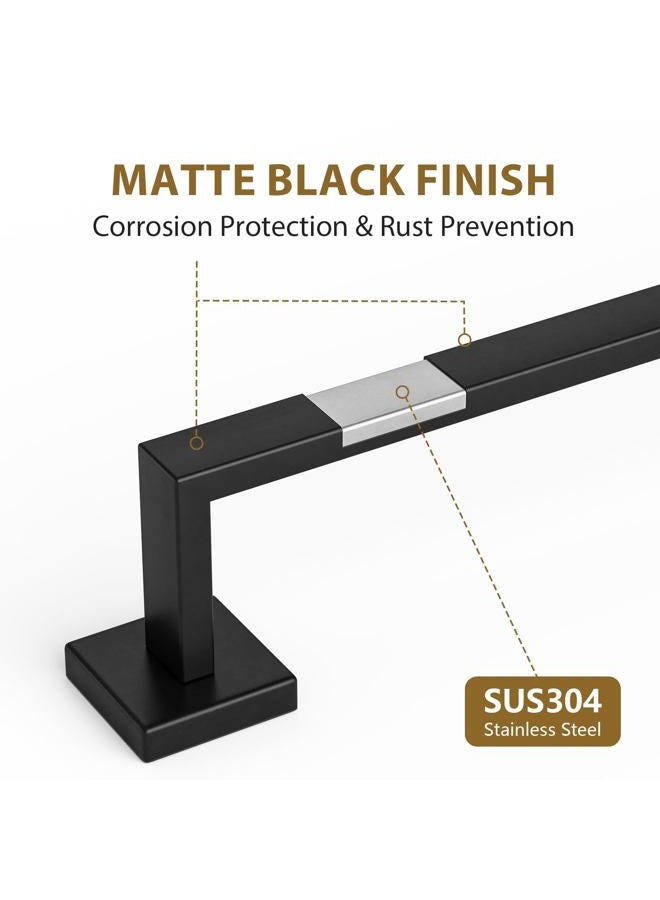 Luxbaro Matte Black Towel Bar 24 Inch, Square Base Thicken Towel Rack for Bathroom Wall, SUS304 Stainless Steel Towel Rod, Modern Home Decor (Total Length 26-Inch) - Image 3