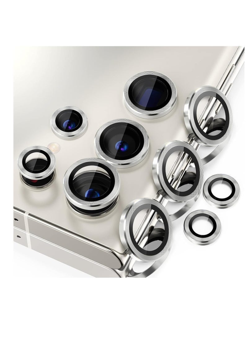 ten.tech Samsung Galaxy S24 Ultra Camera Lens Protector, 9H Tempered Glass Camera Cover Screen Protector Metal Individual Ring for S24 Ultra (Installation Tray) (silver) - Image 1