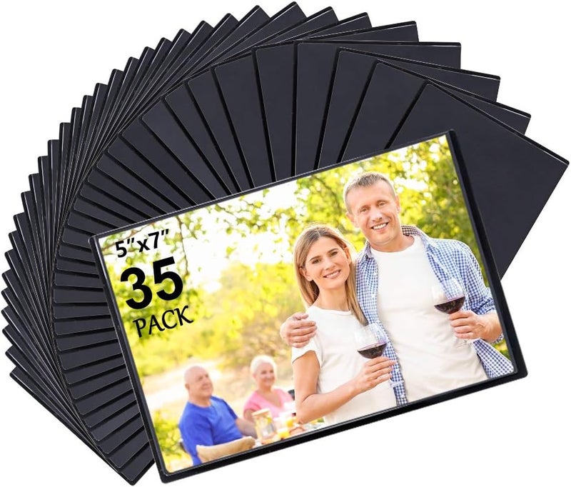 Tebik 35 Pack Magnetic Picture Frame, Holds 5 x 7 Inches Photos Pictures, Black Magnetic Photo Frames with Clear Pocket for Refrigerator,Fridge, Locker, Office Cabinet - Image 1