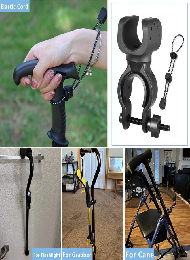 AbbiyyZ 2 Pcs Cane Holder for Walker, Universal Walking Stick Holder for Wheelchair & Rollator, Durable Cane Clips for Seniors, Includes Elastic Cord Lanyard Fixing Buckle for Mobility Aids - Image 5