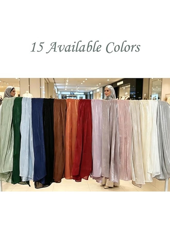 Women Premium Hijab Head Scarf Lightweight Shimmer Scarves Crepe Wedding Shawls and Wraps for Evening Dresses Shiny - Image 5