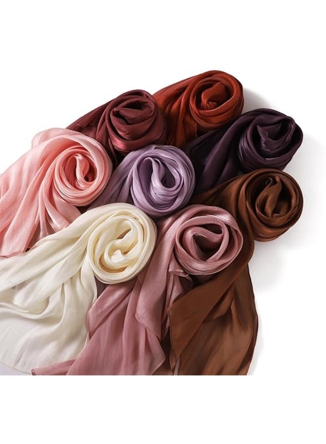 Women Premium Hijab Head Scarf Lightweight Shimmer Scarves Crepe Wedding Shawls and Wraps for Evening Dresses Shiny - Image 4