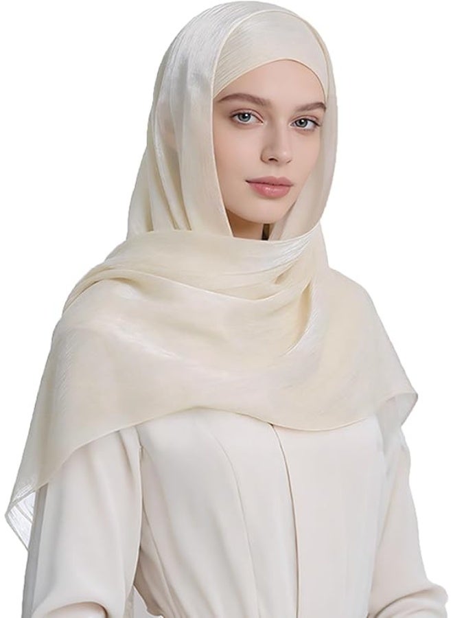 Women Premium Hijab Head Scarf Lightweight Shimmer Scarves Crepe Wedding Shawls and Wraps for Evening Dresses Shiny - Image 2