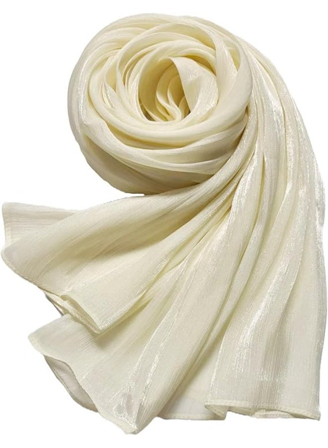 Women Premium Hijab Head Scarf Lightweight Shimmer Scarves Crepe Wedding Shawls and Wraps for Evening Dresses Shiny - Image 1