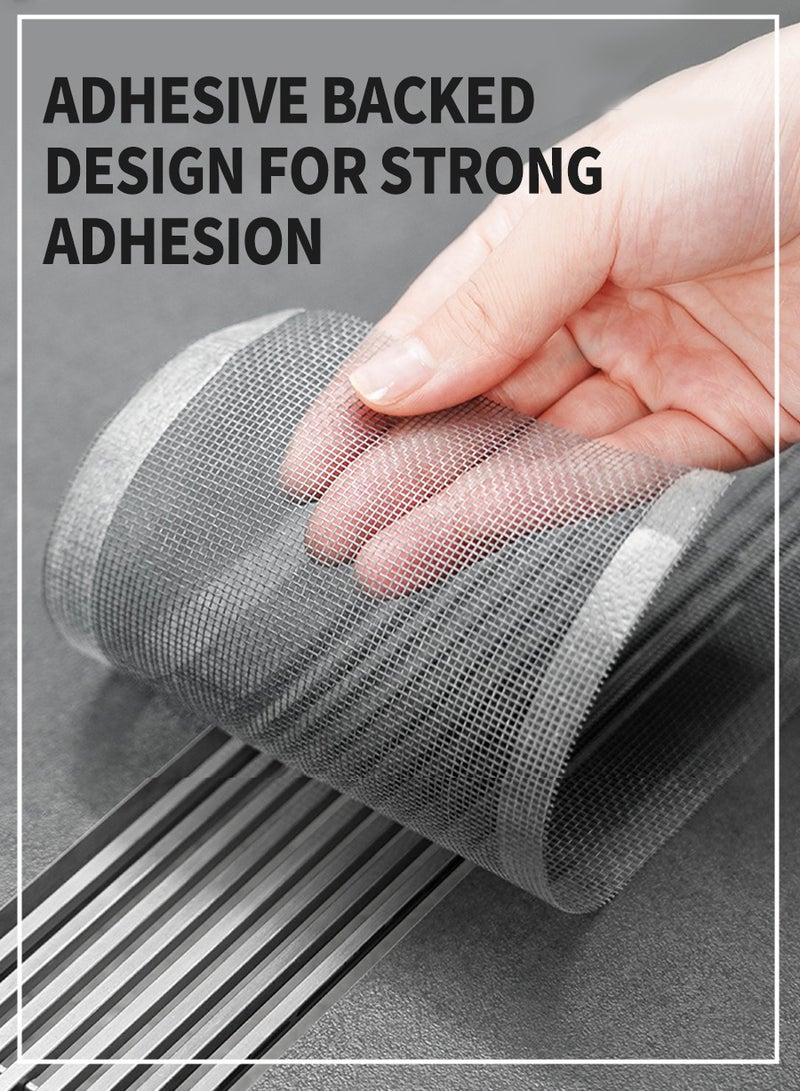 7cm*5m*2PCS Self-Adhesive Hair Filter Sticker, Disposable Shower Drain Adapter, Anti-Clog Kitchen Bathroom Drain Hair Drain Catcher, Door, Kitchen Sewage Grill Filter, Window Screen Repair Patch,