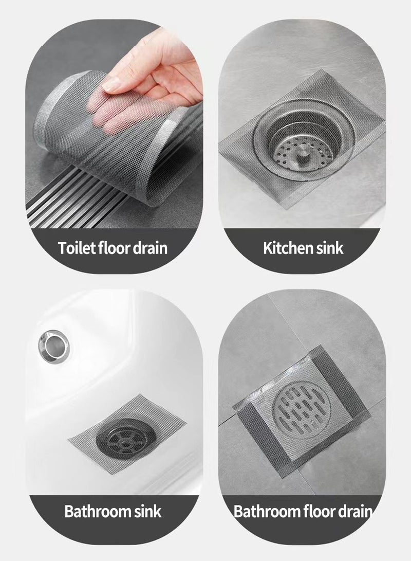 7cm*5m*2PCS Self-Adhesive Hair Filter Sticker, Disposable Shower Drain Adapter, Anti-Clog Kitchen Bathroom Drain Hair Drain Catcher, Door, Kitchen Sewage Grill Filter, Window Screen Repair Patch,