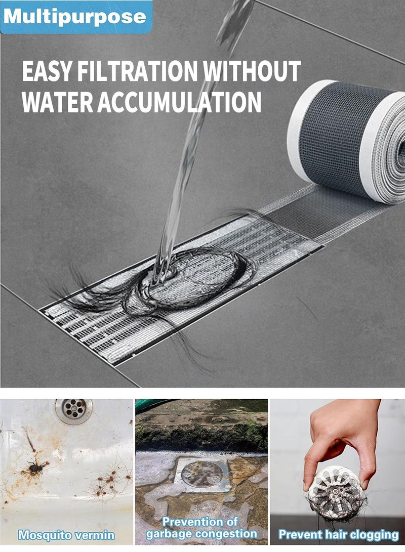 BEIRUI 7cm*5m*2PCS Self-Adhesive Hair Filter Sticker, Disposable Shower Drain Adapter, Anti-Clog Kitchen Bathroom Drain Hair Drain Catcher, Door, Kitchen Sewage Grill Filter, Window Screen Repair Patch, - Image 4