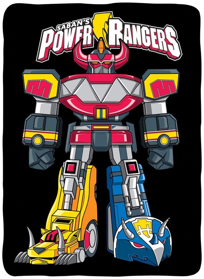 Saban Power Rangers Megazord Fleece Blanket 45" x 60" Large Throw Boys Youth Kids Bedroom - Image 1