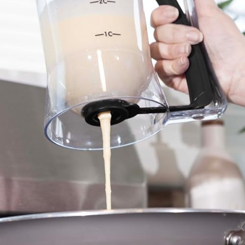 Chef Buddy Pancake Batter Dispenser - 4-Cup Batter Dispenser with Squeeze Handle for Pancakes, Waffles, Muffins, and Crepes - Baking Tools (Black) - Image 5