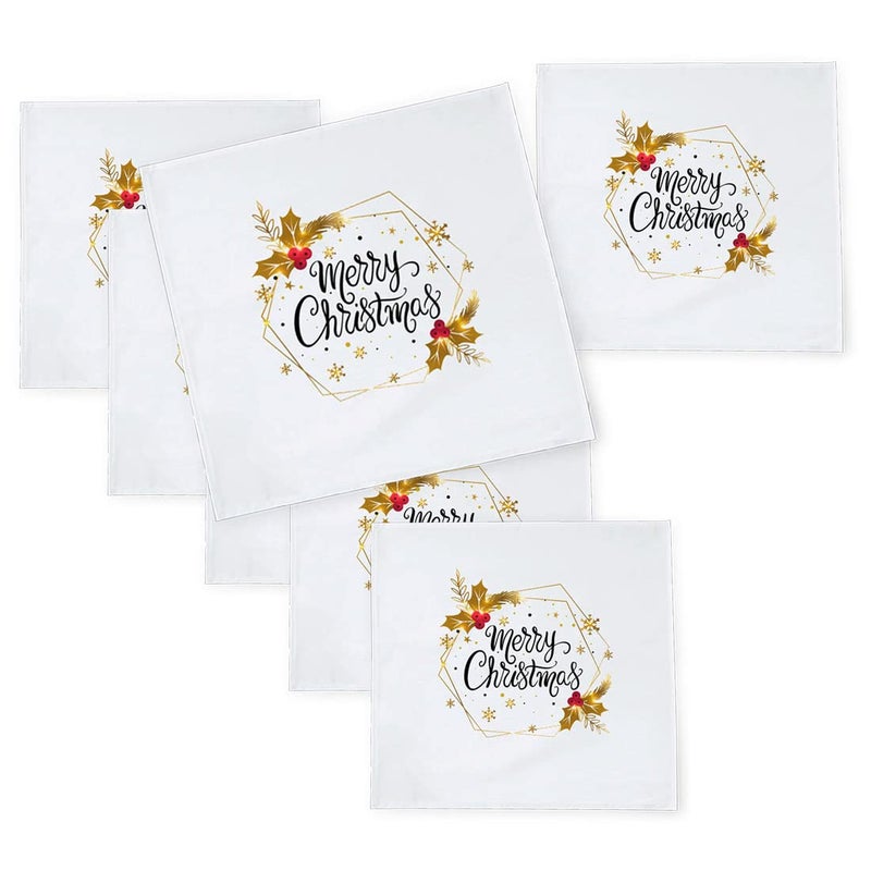 Khakee 6 Pcs Christmas Theme Silk Table Napkins 10x 10 for Xmas Decoration Christmas OrnamentsChristmas Giftxmas21231 - Image 1
