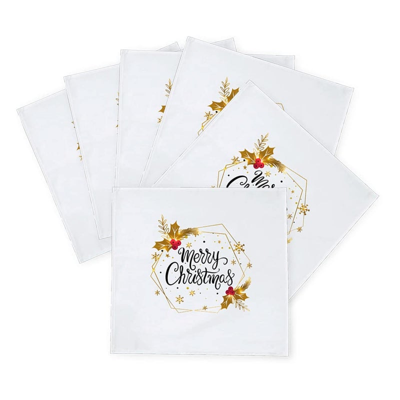 Khakee 6 Pcs Christmas Theme Silk Table Napkins 10x 10 for Xmas Decoration Christmas OrnamentsChristmas Giftxmas21231 - Image 2