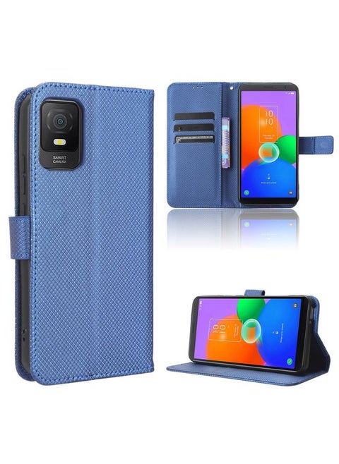 Case Cover For TCL 403 Diamond Texture Leather Phone Case Blue