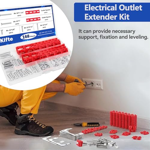 Klfte 168pcs White Wall Plate Screws & Outlet Spacers Kits, 3/8", 9/16", 3/4", 1", 1.2" Outlet Screws 6-32 and Receptacle Spacers for Switch Electrical Box - Image 5
