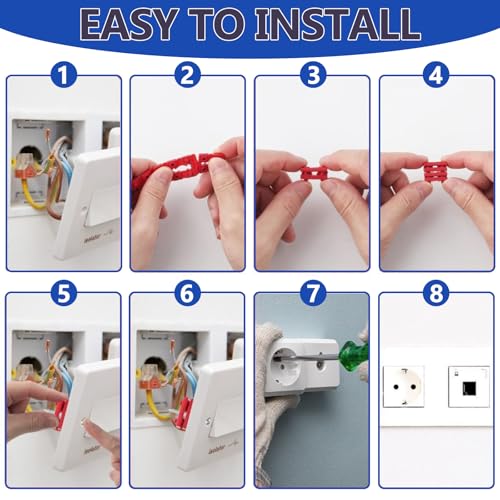 Klfte 168pcs White Wall Plate Screws & Outlet Spacers Kits, 3/8", 9/16", 3/4", 1", 1.2" Outlet Screws 6-32 and Receptacle Spacers for Switch Electrical Box - Image 4