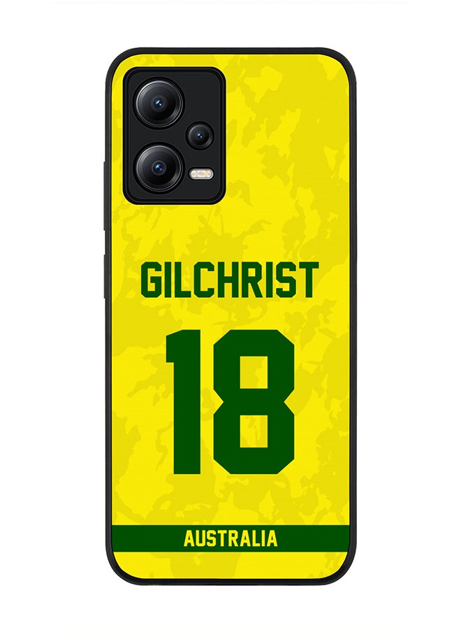 Stylizedd - Cover for Poco X5 / Redmi Note 12 5G, Rugged Black Slim fit Flexible Thin Protective Phone Cases - Player Name - Adam Gilchrist, Jersey Number- 18 - Image 1