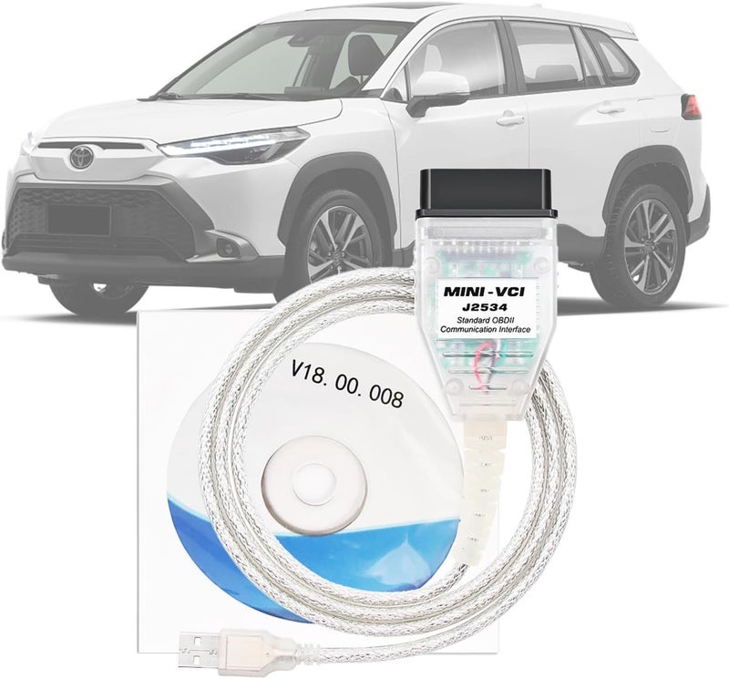 lydesor كابل Mini VCI J2534 لـ Toyota Techstream - الإصدار الأحدث V18.00.008، كابل تشخيص وإعادة برمجة من OBD2 إلى USB يناسب سيارات Toyota وLexus وScion، يعمل مع أنظمة Windows XP وWin7 وWin10 (32/64 بت) - Image 1
