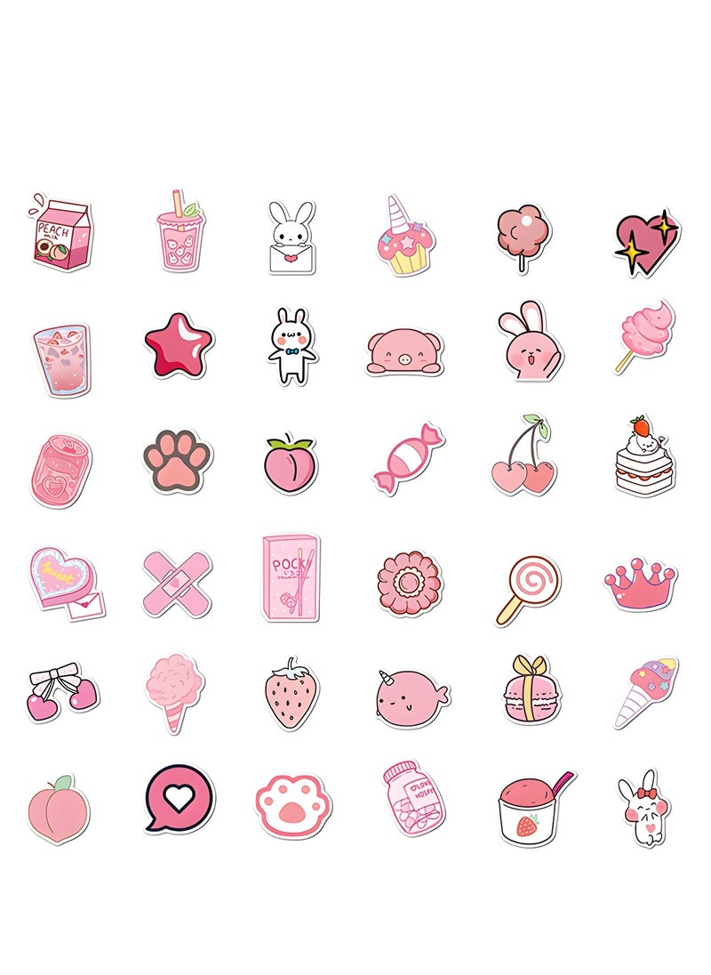 GROIC 50 Pcs Kawaii Rabbit Stickers,Girl's Pink Aesthetic Stickers,Waterproof Stickers Scrapbook Water Bottle Laptop Skateboard Journal Bicycle DIY Decals  - Image 2
