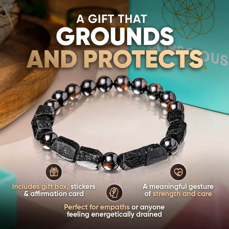 Conscious Items - Spiritual Protection Bracelet - Golden Obsidian & Black Tourmaline Bracelet - Grounding Beaded Bracelets for Men & Women, 6.7 in - Image 5