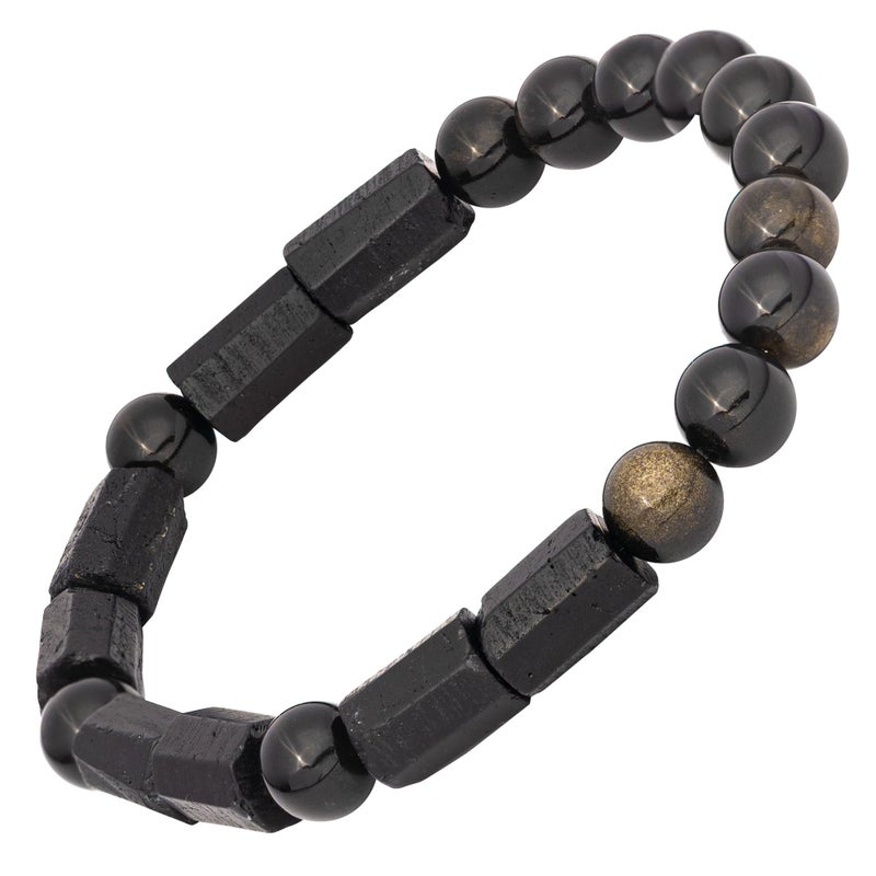 Conscious Items - Spiritual Protection Bracelet - Golden Obsidian & Black Tourmaline Bracelet - Grounding Beaded Bracelets for Men & Women, 6.7 in - Image 1