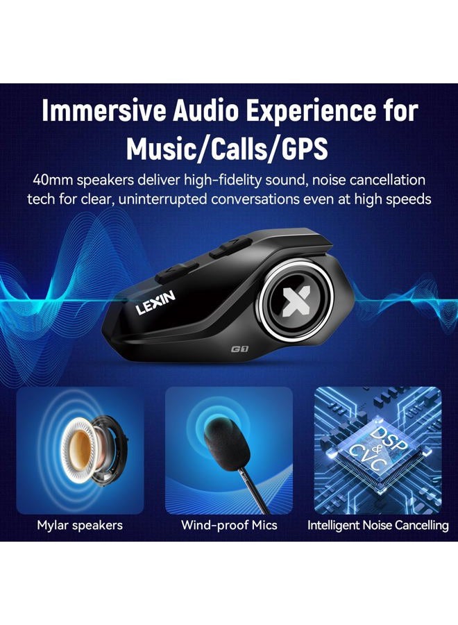 LEXIN G1 Motorcycle Bluetooth Headset, Helmet Speakers with 2 Type Mics, Hands-Free Call/Music/GPS, IP67 Waterproof Motorcycle Headphones with HD Stereo Loud Sound, 4 Color Faceplates, Single Use - Image 3